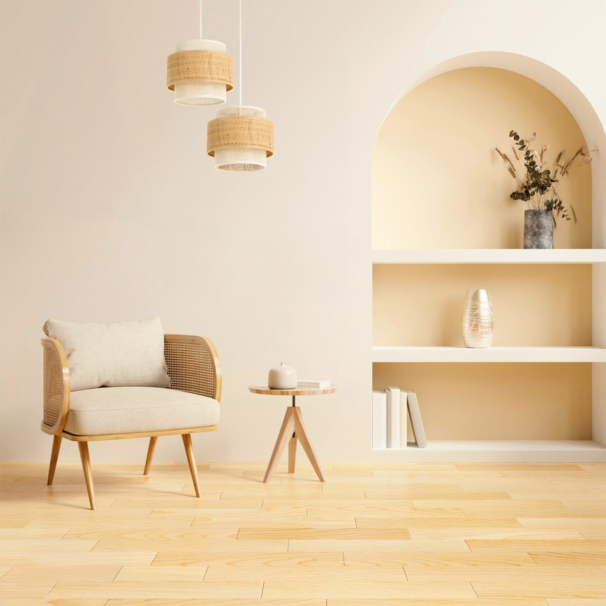 BOHO zsinóros csillár 2xE27/60W/230V juta/krémszínű