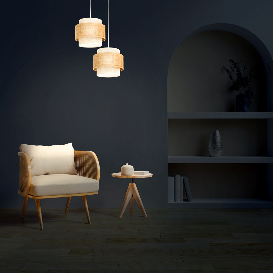 BOHO zsinóros csillár 2xE27/60W/230V juta/krémszínű