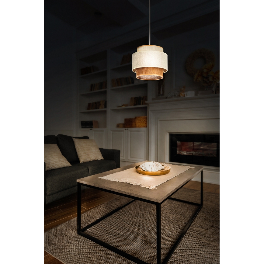 BOHO zsinóros függeszték 1xE27/60W/230V átm. 20 cm fehér/juta