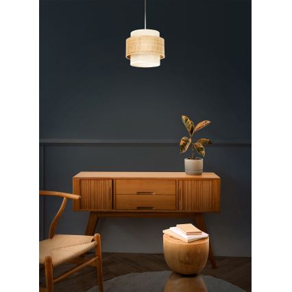 BOHO zsinóros függőlámpa, 1x E27/60W/230V, átmérő 20 cm, juta/krémszínű