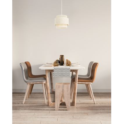 BOHO zsinóros függőlámpa 1x E27/60W/230V, átmérő 20 cm, krémszín/juta