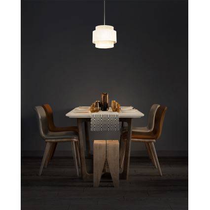 BOHO zsinóros függőlámpa 1x E27/60W/230V, átmérő 20 cm, krémszín/juta