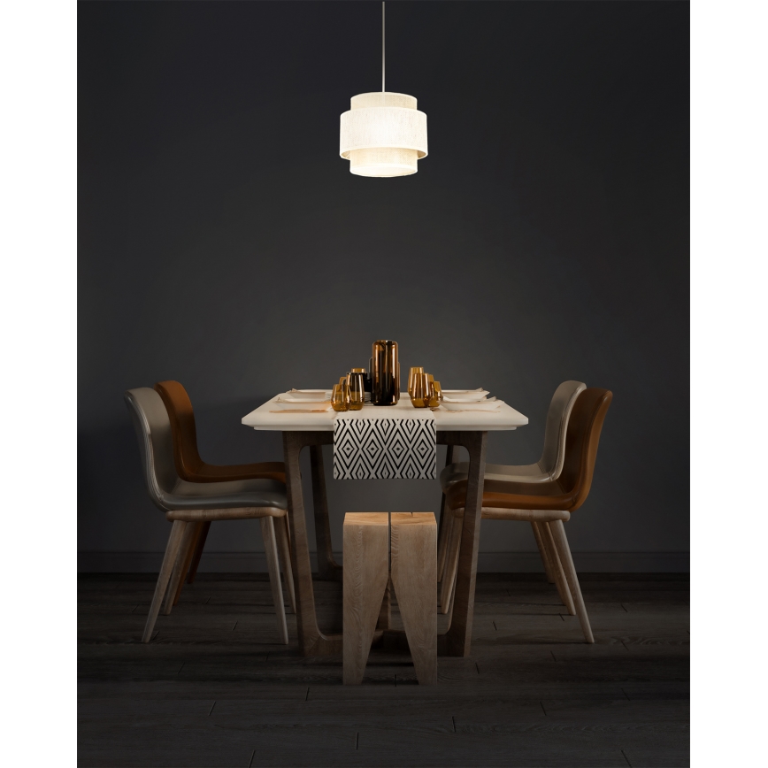 BOHO zsinóros függőlámpa 1x E27/60W/230V, átmérő 20 cm, krémszín/juta