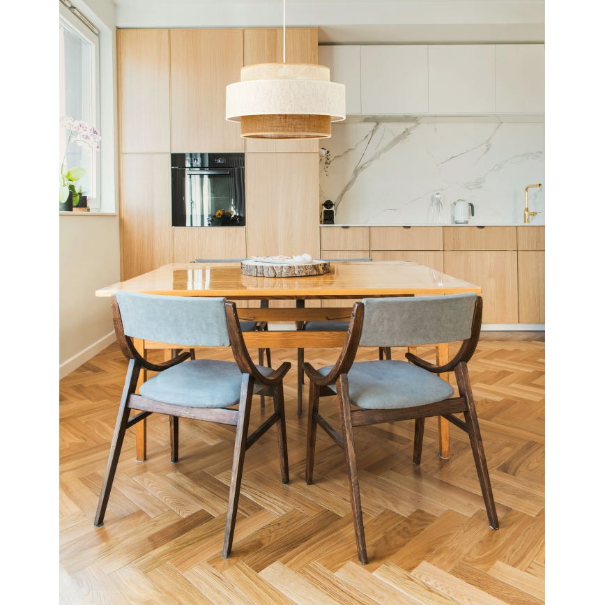 BOHO zsinóros függőlámpa 1xE27/60W/230V Ø 40 cm fehér/juta