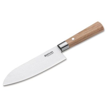 Böker - Damaszkuszi santoku konyhakés DAMAST OLIVE 17,2 cm olívafa
