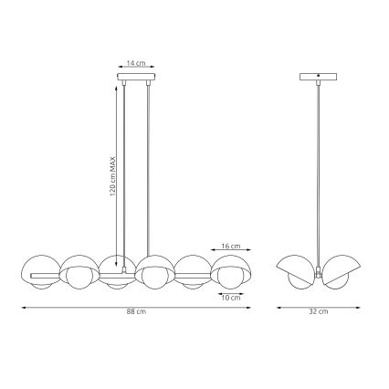 BOOM elegáns kábeles csillár, 6× G9 foglalat, 8 W/izzónként, 230 V, bézs