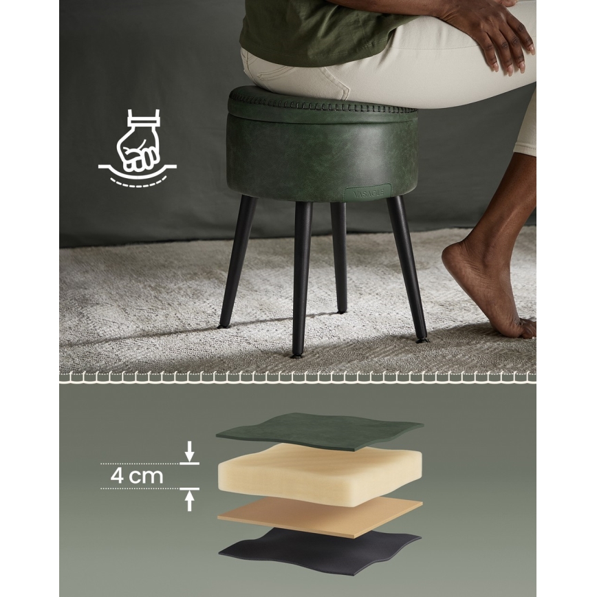 Bőr puff CORE zöld