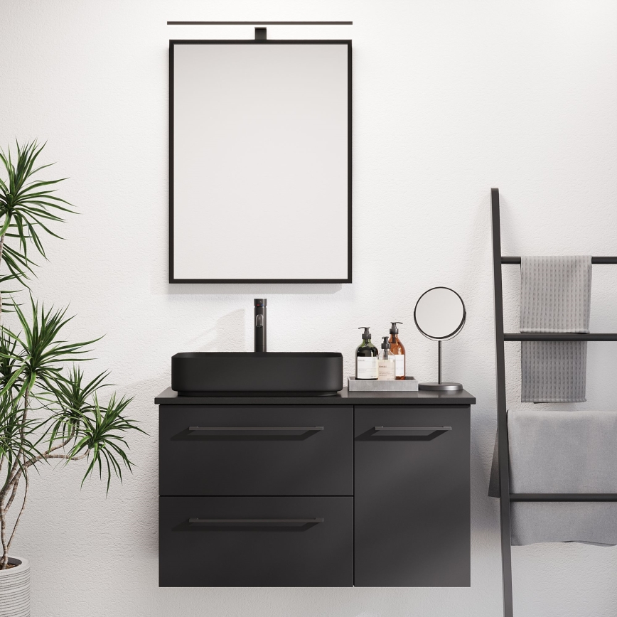BORGSTED 60x80 cm fekete fürdőszobai tükör