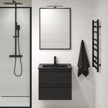 BORGSTED 60x80 cm fekete fürdőszobai tükör