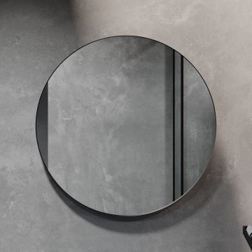 BORGSTED fürdőszobai tükör, átm. 80 cm, fekete
