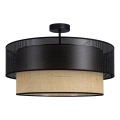 BORHO felületre szerelt csillár 1xE27/60W/230V, Ø 50 cm, fekete/juta
