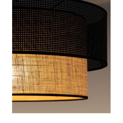 BORHO felületre szerelt csillár 1xE27/60W/230V, Ø 50 cm, fekete/juta