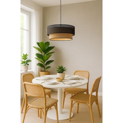 BORHO kábeles függeszték 1xE27/60W/230V átm. 50 cm fekete/juta
