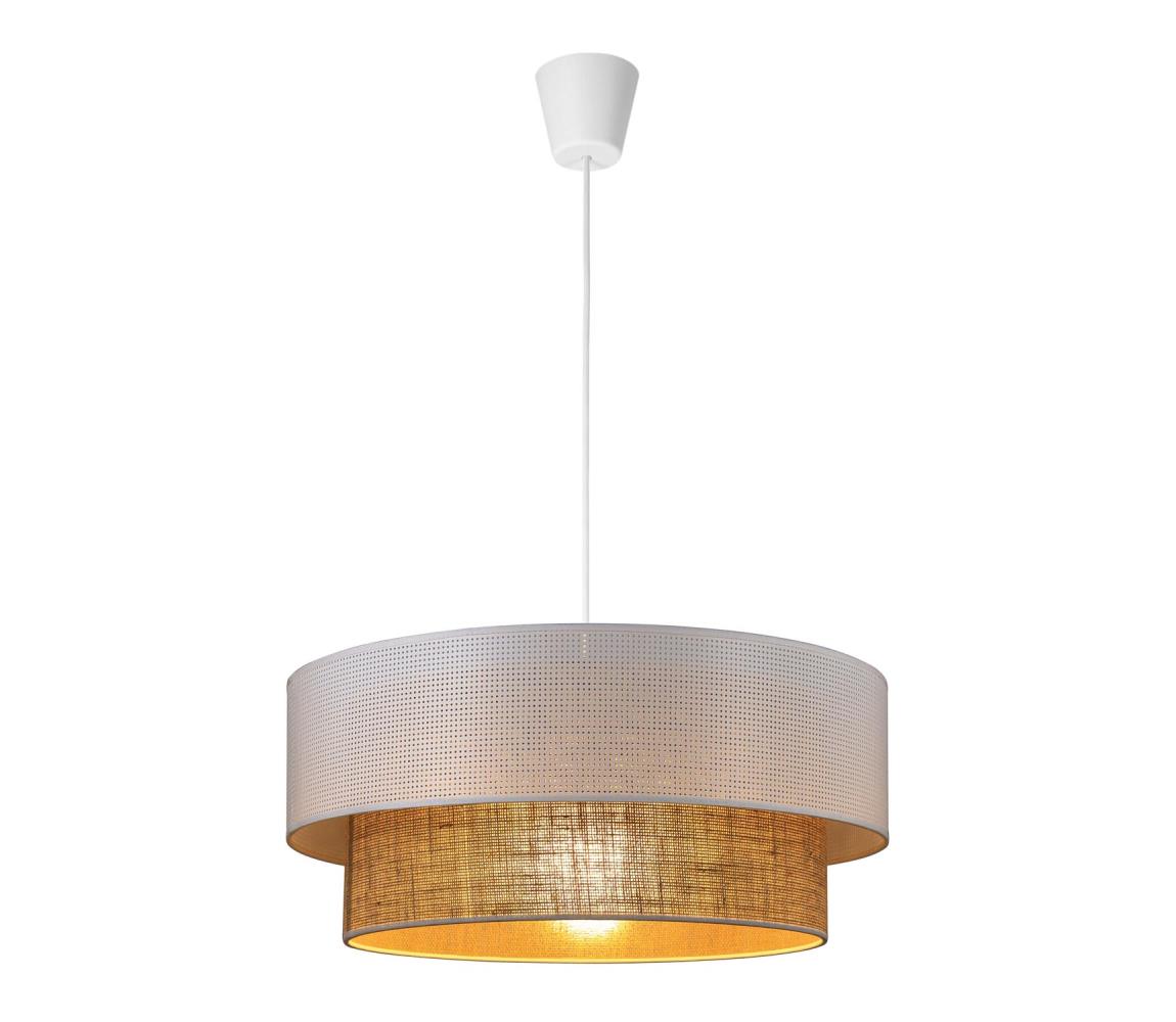 BORHO kábeles függőlámpa 1xE27/60W/230V, fehér/juta 0376