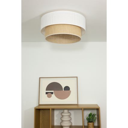 BORHO mennyezeti lámpa 1xE27/60W/230V, Ø 40 cm, fehér/juta
