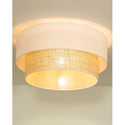 BORHO mennyezeti lámpa 1xE27/60W/230V, Ø 40 cm, fehér/juta