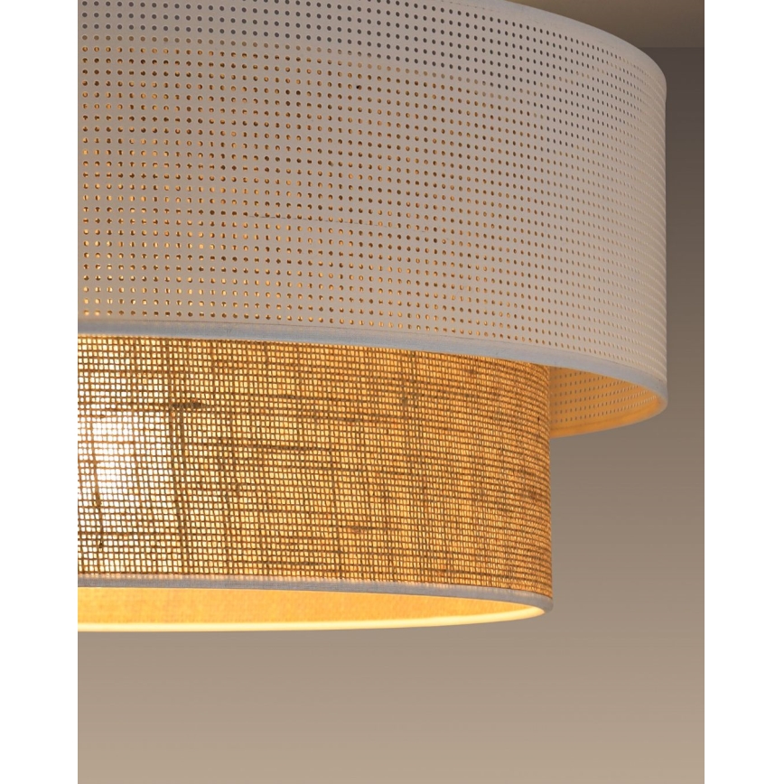 BORHO mennyezeti lámpa 1xE27/60W/230V, Ø 40 cm, fehér/juta