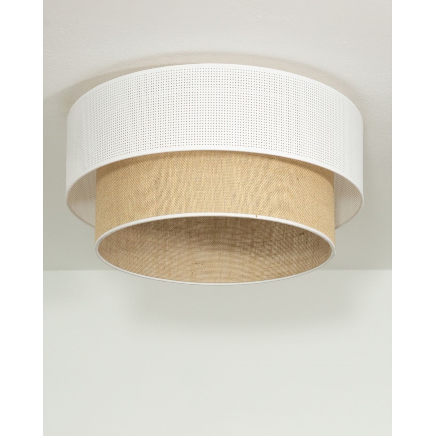 BORHO mennyezeti lámpa 1xE27/60W/230V, Ø 40 cm, fehér/juta