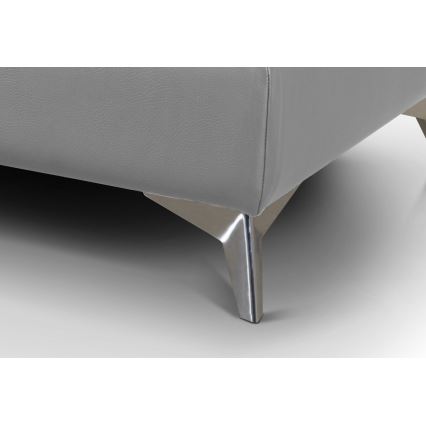 Bőrkárpitozású, balos, L-alakú, kihúzható sarokkanapé SALERNO II szürke