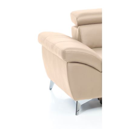 Bővíthető bőr sarokkanapé L alakban SALERNO II jobb oldali, bézs színű