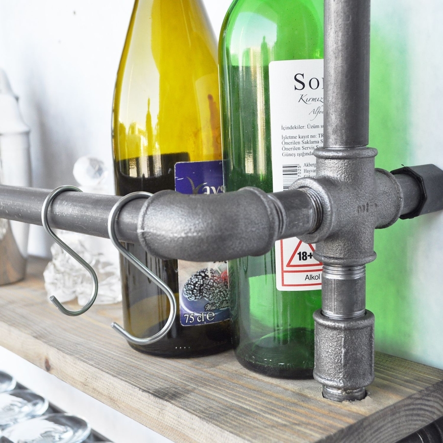 Fali polc BORU 67x60 cm barna/fekete