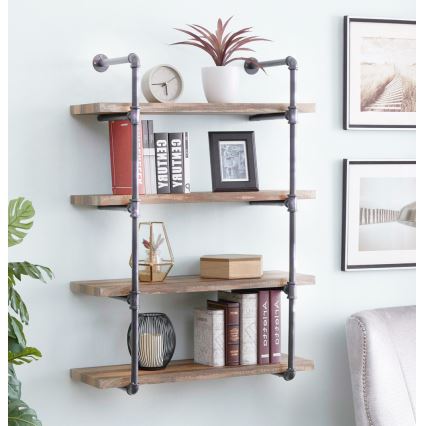 Fali polc BORURAF 70x60 cm barna/szürke