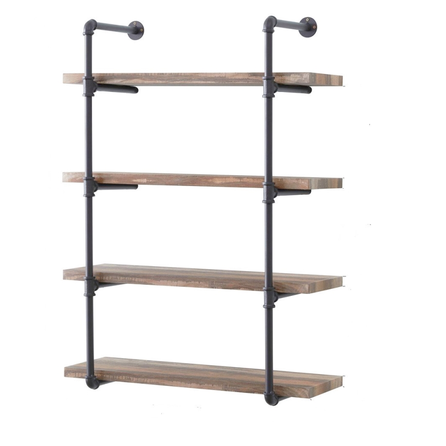 Fali polc BORURAF 70x60 cm barna/szürke