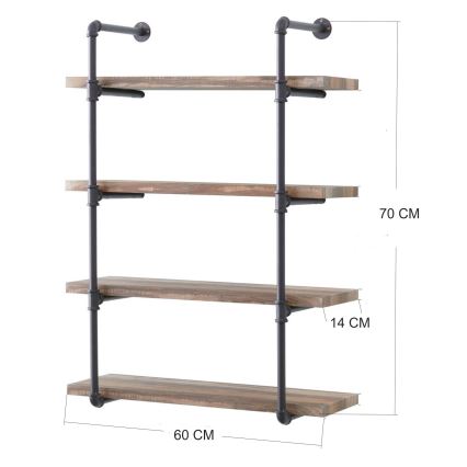Fali polc BORURAF 70x60 cm barna/szürke