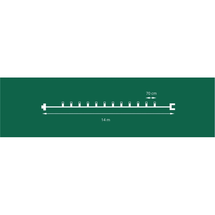 Bővítő LED kültéri fényfüzér CONE FILAMENT 20xE10, 14 m, színes/meleg fehér, IP44, Csehországban gyártva