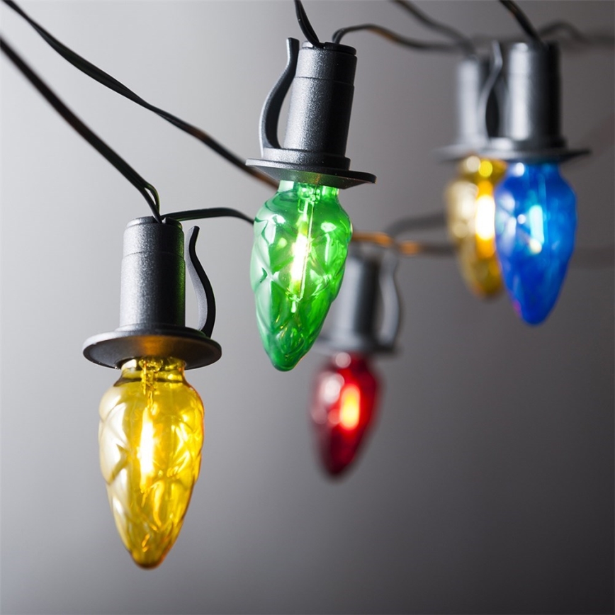 Kiegészítő LED kültéri fényfüzér CONE FILAMENT 20xE10 14m színes/meleg fehér IP44, Gyártva az EU-ban