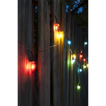 Kiegészítő LED kültéri fényfüzér CONE FILAMENT 20xE10 14m színes/meleg fehér IP44, Gyártva az EU-ban