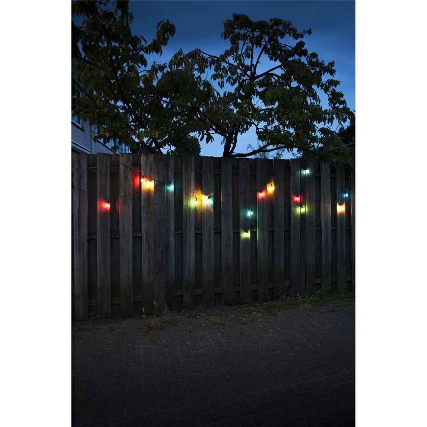Kiegészítő LED kültéri fényfüzér CONE FILAMENT 20xE10 14m színes/meleg fehér IP44, Gyártva az EU-ban