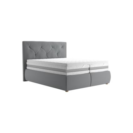 Boxspring ágy ELEN 160x200 cm matraccal és topperrel, szürke