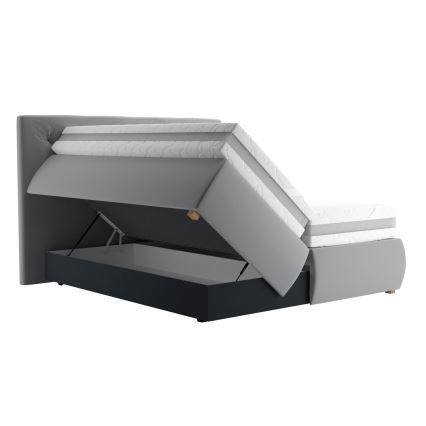 Boxspring ágy ELEN 160x200 cm matraccal és topperrel, szürke