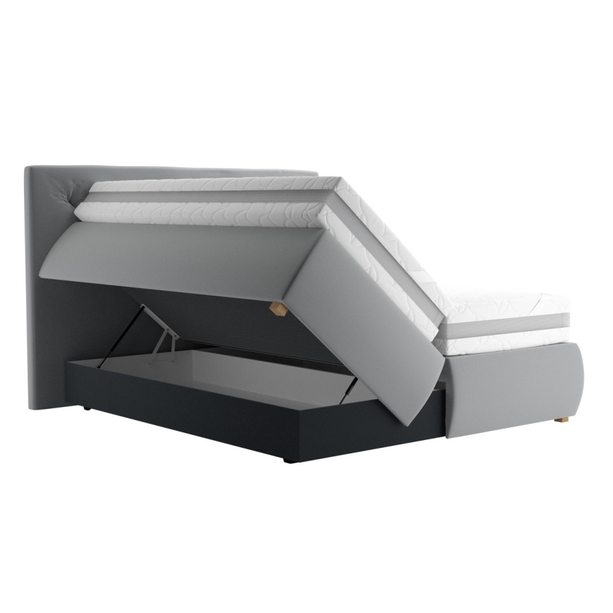 Boxspring ágy ELEN 160x200 cm matraccal és topperrel, szürke