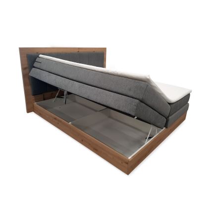 JASMINE 180x200 cm szürke tárolós boxspring ágy matracokkal és topperrel