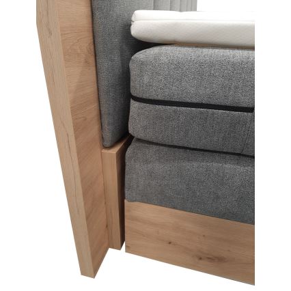 JASMINE 180x200 cm szürke tárolós boxspring ágy matracokkal és topperrel