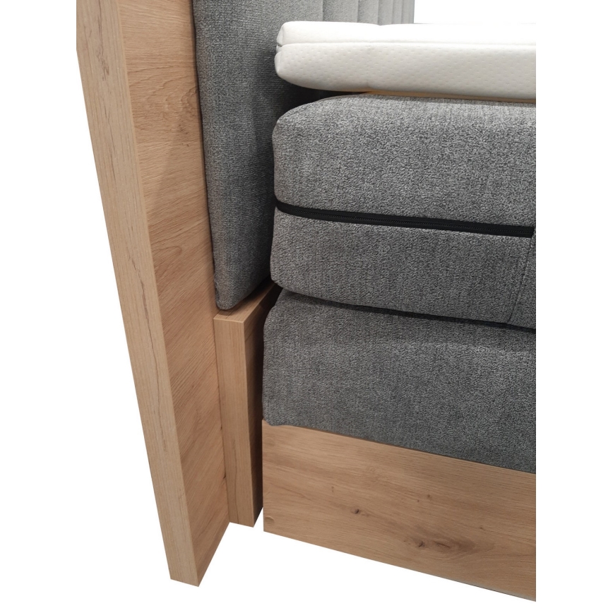 JASMINE 180x200 cm szürke tárolós boxspring ágy matracokkal és topperrel