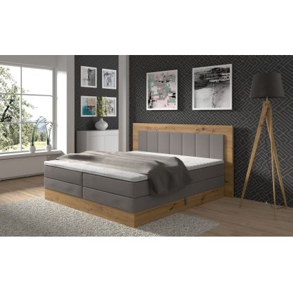 JASMINE 180x200 cm szürke tárolós boxspring ágy matracokkal és topperrel