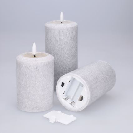 BRILAGI - 3 darabos LED gyertya szett LED/2xAA, szürke