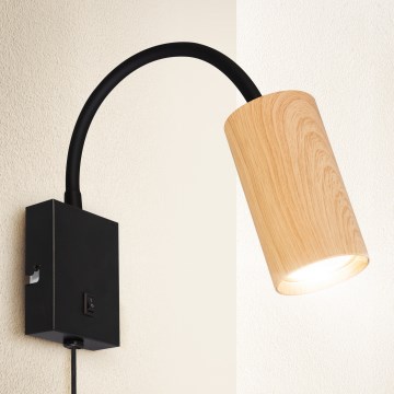 Brilagi - Állítható fali lámpa kapcsolóval SELE 1xGU10/30W/230V fekete/tölgy dekor