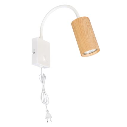 Brilagi - Állítható falilámpa kapcsolóval SELE 1xGU10/30W/230V fehér/tölgy dekor