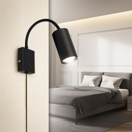 Brilagi - Állítható fali lámpa kapcsolóval SELE 1xGU10/30W/230V fekete