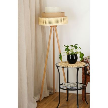 Brilagi - Állólámpa CEDAR LUNETA 1xE27/15W/230V rattan/barna/krém