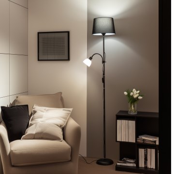 Brilagi - Állólámpa CERIA 1xE27/100W/230V + 1xE14/25W fekete