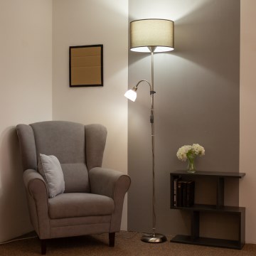 Brilagi - Állólámpa CERIA 1xE27/100W/230V + 1xE14/25W matt króm/barna