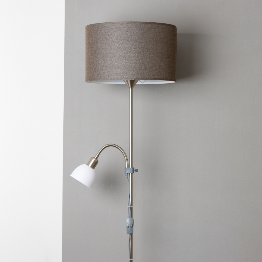 Brilagi - Állólámpa CERIA 1xE27/100W/230V + 1xE14/25W matt króm/barna