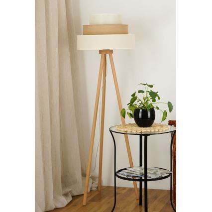 Brilagi - Állólámpa DENVER LUNETA 1xE27/15W/230V bézs/barna/krém