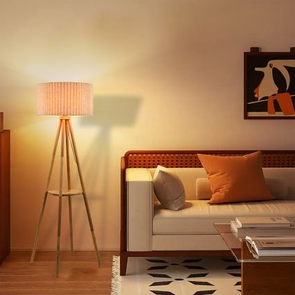 Brilagi - Állólámpa NORDIC WAVE 1xE27/15W/230V fa/lenvászon