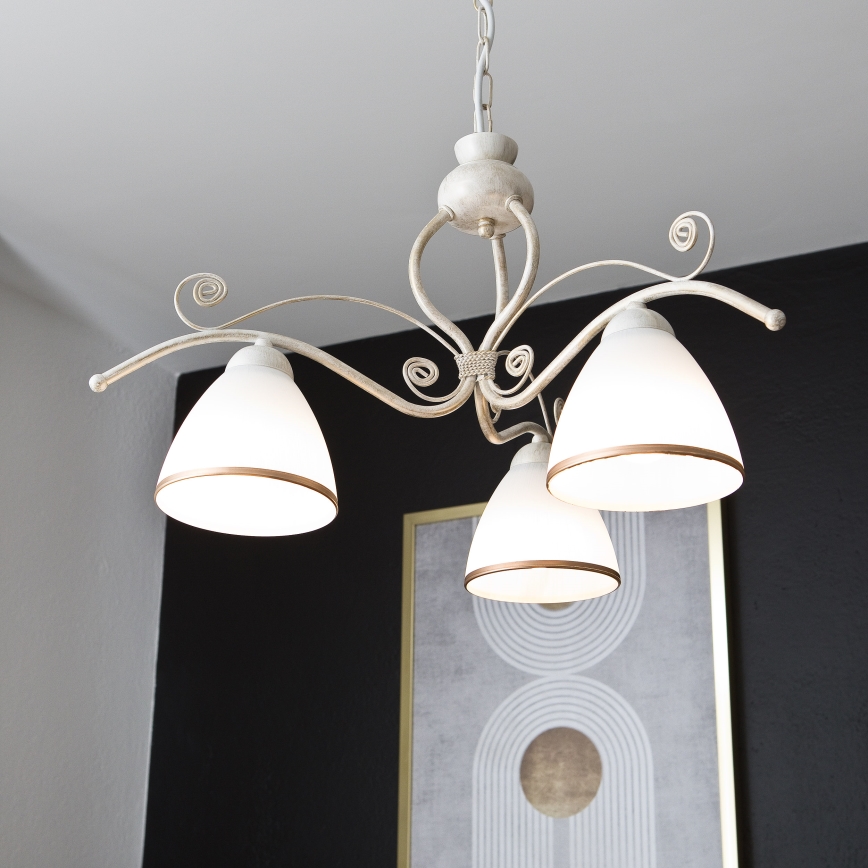 Brilagi - ANTICO LED láncos csillár 3xE27/60W/230V 3000K fehér patina